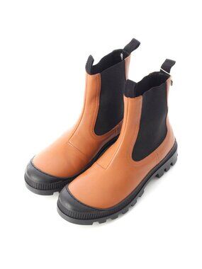 Loewe Leather Side Gore Volume Sole Chelsea Boots Ankle Short Shoes Tan Brown